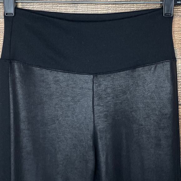 Assets by Spanx Black Faux Leather Front Panel Leggings Size Small - Picture 2 of 7